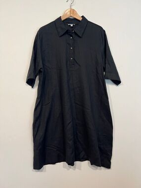 Johnny Was Calme Short Sleeve Polo Dress in Black Size XL